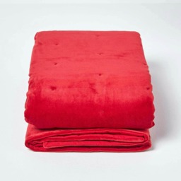 Homescapes Red Velvet Quilted Throw - 125 x 150 cm