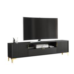 TV Unit TV Stand Black Gold Milled Media Console Sideboard Storage Cabinet 200cm
