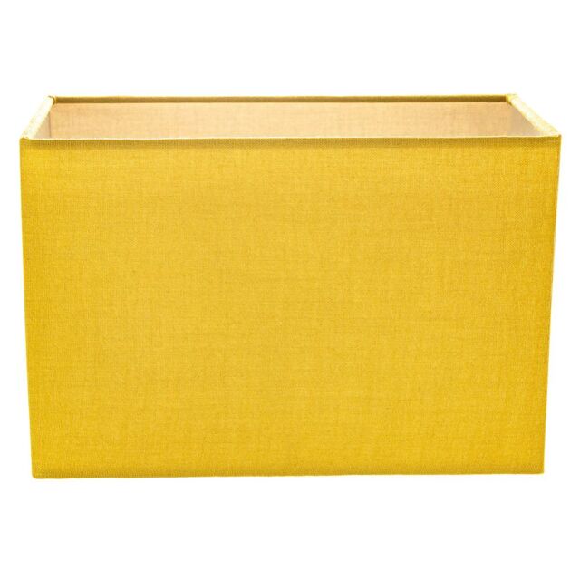 Contemporary and Stylish Vivid Mustard Ochre Linen Fabric Rectangular Lamp Shade Yellow Ochre 1