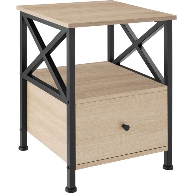 Bedside Table Falkirk - 2 shelves and a drawer Brown industrial wood light, oak Sonoma 41,50 x 40 x 55,50 cm 1