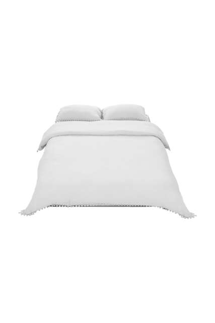 Living and Home 3Pcs Bedding Solid Duvet Cover with 2 Pillowcase Set,White White Double