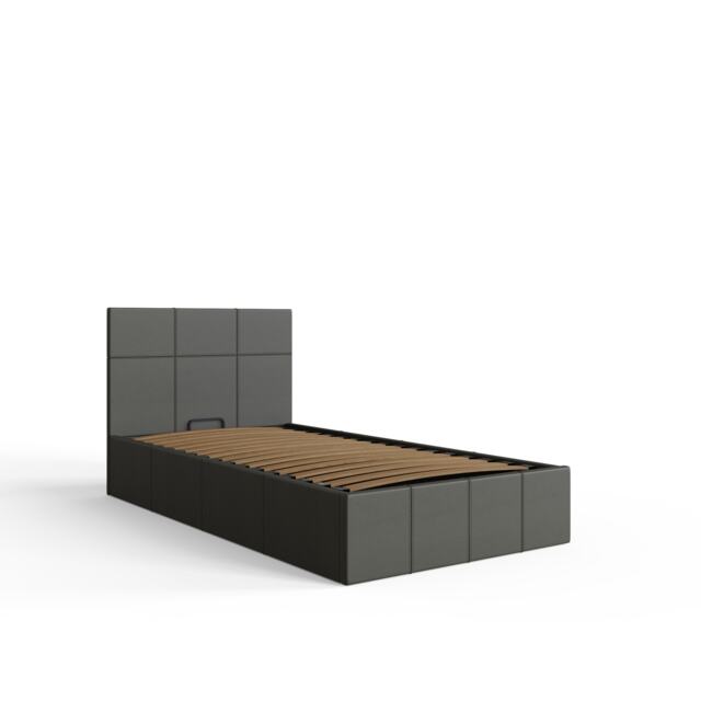 End Lift Ottoman Storage Bed Single Grey Grey Grey