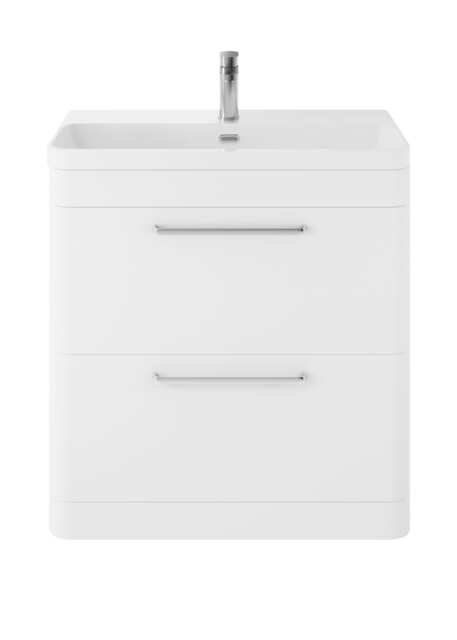 Balterley Floor Standing 2 Drawer Vanity Unit with Ceramic Basin White Pure White 862 x 810 x 460mm