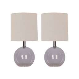 Set of 2 Buck - Clear Glass Table Lamp with Natural Linen Shades