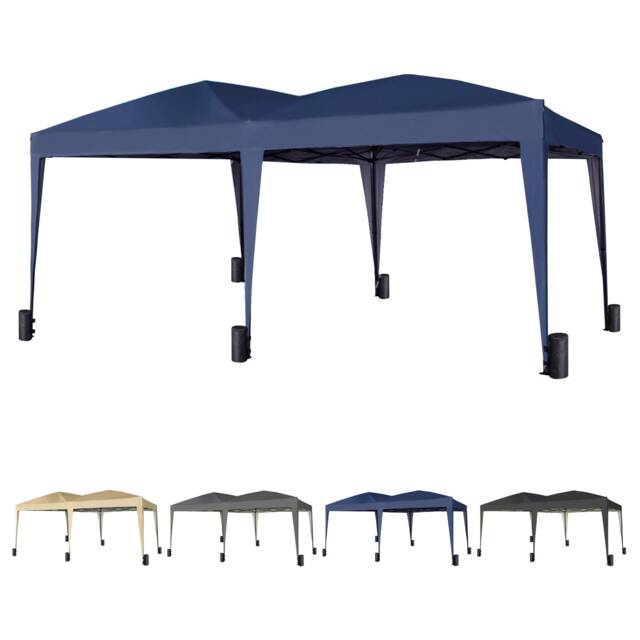 MCC Direct 3x6 Pop up Gazebo Marquee No Sides Blue Brown Blue