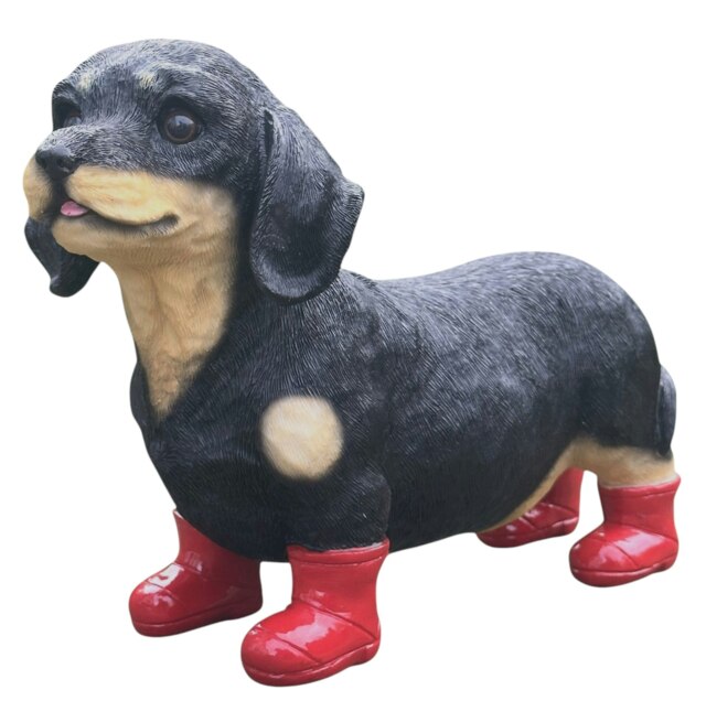 Dachshund In Red Wellington Boots Figurine
