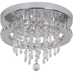 Ceiling Light Silver Crystal Flush Mount Cool White LED 30 x 22 cm