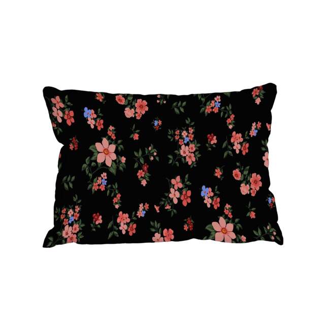 Black and peach floral (Outdoor Cushion)