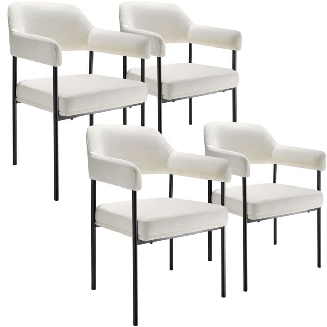 Armchair Doe - durable fabric, black powder-coated legs, 120 kg load, 58 x 62 x 85 cm White Woven fabric off-white/black 4