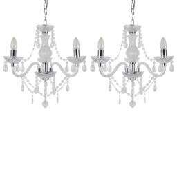 Set of 2 Clear and Chrome Marie Therese Style 3 x 40W Chandelier Clear Chrome 2