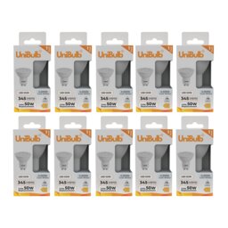 UniBulb LED GU10 345lm 3.6W (Replaces 50W) 4000K (Cool White) Spotlight Downlight Light Bulb - Pack of 10