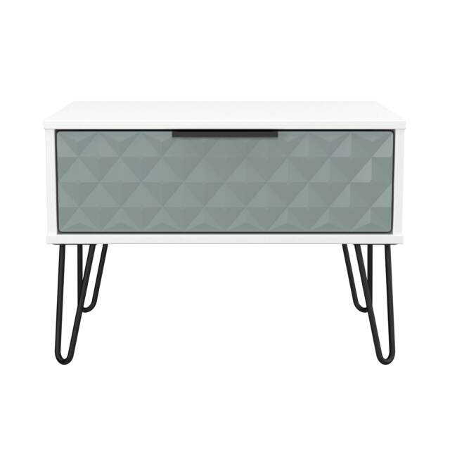 Islay 1 Drawer Wide Bedside Table in Duck & White Matt (Ready Assembled) Blue Duck & White Matt
