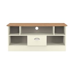 Albert 1 Drawer TV & Media Unit in Cream Ash & Riviera Oak (Ready Assembled) Cream Cream Ash & Riviera Oak