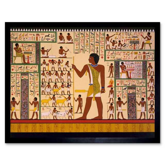 Paintings Mural Giza Tomb Ancient Egypt Hieroglyphic Framed Wall Art Print
