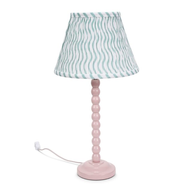 ValueLights Bobbles Rose Pink Table Lamp Green Arrow Pleat Shade Pink
