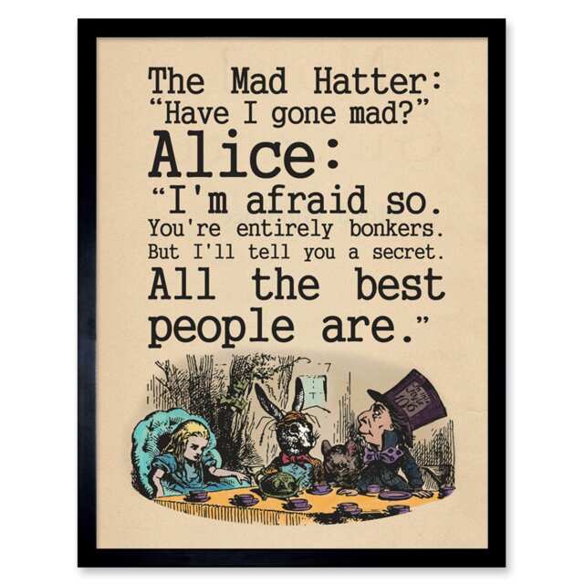 "Alice In Wonderland Mad Hatter Tea Party 12x16"" Framed Wall Art Print"