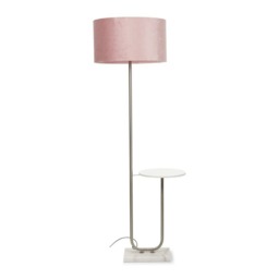 ValueLights Tavel Brushed Chrome Floor Lamp Blush Pink Velvet Shade