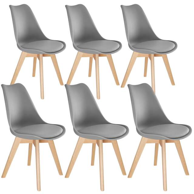 Dining Chair Frederikke with Padded Seat, Ergonomic Shape, and Wooden Legs Grey grey One Size 6