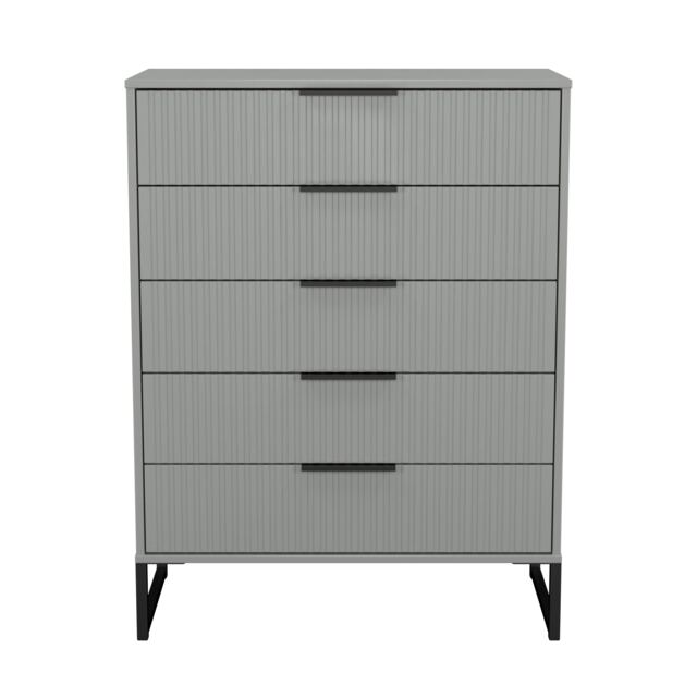 Menai 5 Drawer Chest of Drawers in Dusk Grey (Ready Assembled) Grey Dusk Grey