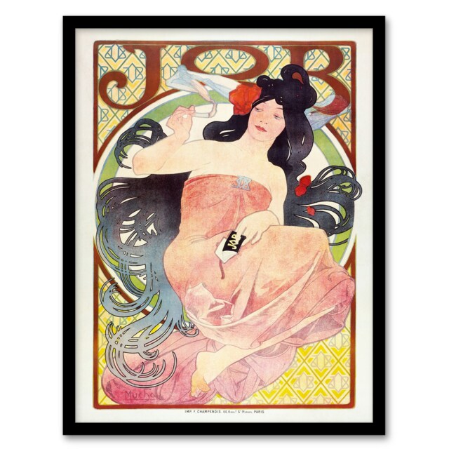 Alphonse Mucha Framed Wall Art Art Nouveau Vintage Job Paper Advert Home Décor