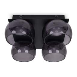 ValueLights Alissa Matte Black IP44 4 Way Smoked Glass Integrated LED Ceiling Light Black
