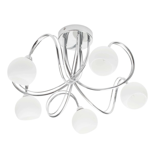 BHS Soni 5 Light Flush Ceiling Light Silver Chrome 1