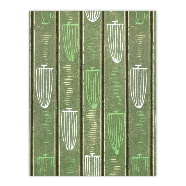 "Green Shima Textile Pattern Vintage Wall Art Print Korin 12x16"""