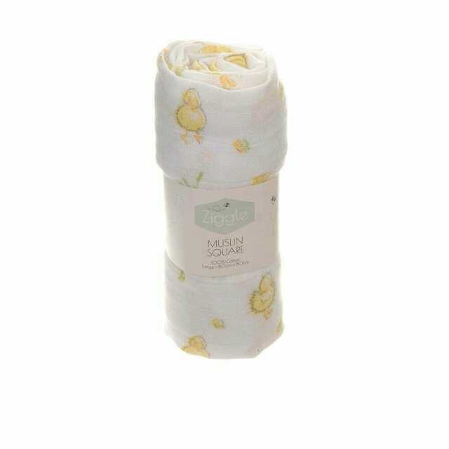 Ziggle Cotton Muslin Square - Yellow Ducks White Yellow L