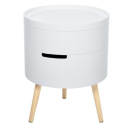 HOMCOM 3-Tier Coffee Table, Round End Table with 2 Hidden Compartments and Detachable Tray, Side Table with Storage for Living Room, White White