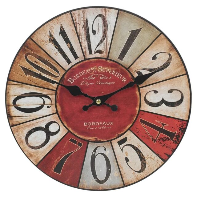 30cm Round Wooden Analogue Wall Clock Multi Multi 1