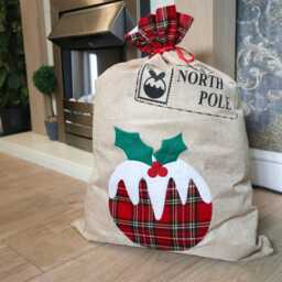 Large Santa Sack Stocking Printed Pattern Burlap Hessian Linen Xmas Sock Christmas Hanging Gift Bags Home Decorations Snow
