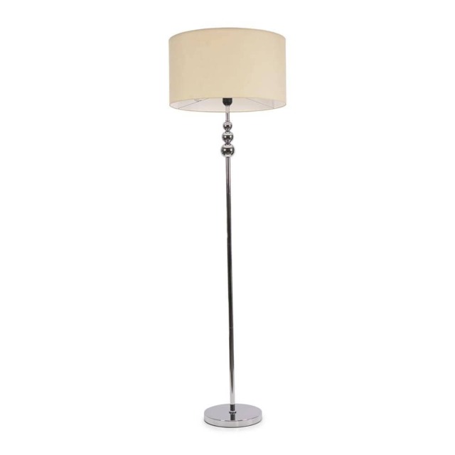 ValueLights Marissa Cream Shade with Chrome Stacked Ball Floor Lamp