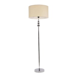 ValueLights Marissa Cream Shade with Chrome Stacked Ball Floor Lamp