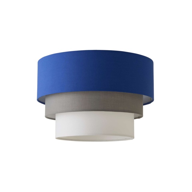 ValueLights Aztec 3 Tier Blue Fabric Ceiling Light Shade and Bulb
