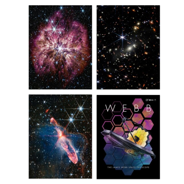 Set of 4 Nasa James Webb Space Deep Field Galaxies Supernova Stars Wall Art Print A4