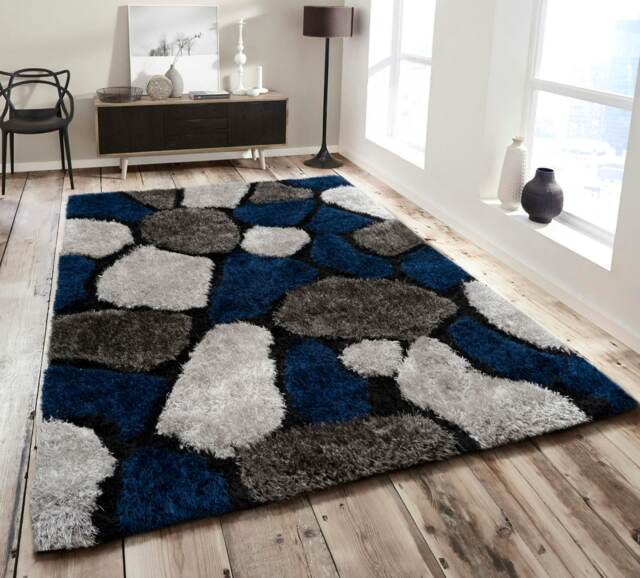 Home Republic Pebbles Shaggy Rug - 80 x 150 Blue