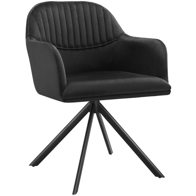 Lounge Armchair Living Room Accent Chair 360 Swivel Slim Steel Legs Velvet Fabric Black black/black 1