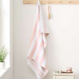 Bianca Reversible Stripe Cotton Jacquard Bath Towel Pink Blush Pink Bath towel