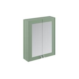 Balterley Traditional Bathroom Wall Mounted 2 Soft-Close Doors Mirror Cabinet with 1 Shelf Storage, Satin Green, 715 x 600 x 182mm