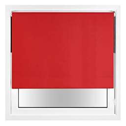 Blackout Roller Blind 90cm Wide x 165cm Long Metal Fittings Red Red