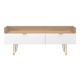 Bexley 2 Drawer TV Console Unit in White Matt & Bardolino Oak (Ready Assembled) White White Matt & Bardolino Oak