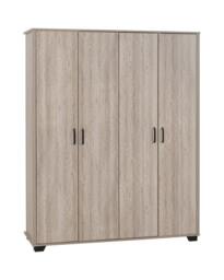Oliver 4 Door Wardrobe - L52 x W153 x H190 cm - Light Oak Effect Brown