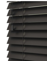120cm Ink Black Wooden Venetian Blinds With Strings (130cm drop) Black Black