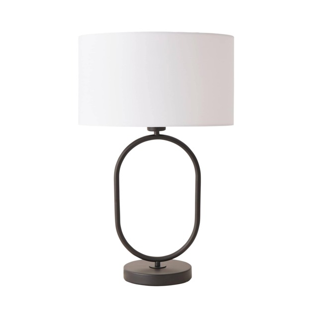 ValueLights Antonia Matte Black Oval Table Lamp White Shade