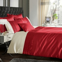 Intimates Perez Faux Silk Duvet Cover & Pillowcase Set Red Red Double