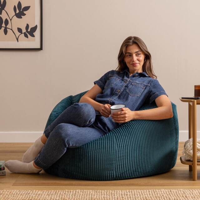 Icon Kingston XL Jumbo Cord Classic Dome Bean Bag, Teal