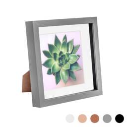 "Nicola Spring 8 x 8"" Photo Frame - Grey/White Mount - 3D Photo Frame Picture Frame Box Portrait Display Case (22.5 x 22.5cm)"