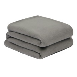 OHS Luxury Plain Fleece Blanket Bedspread, 200x240cm - Charcoal