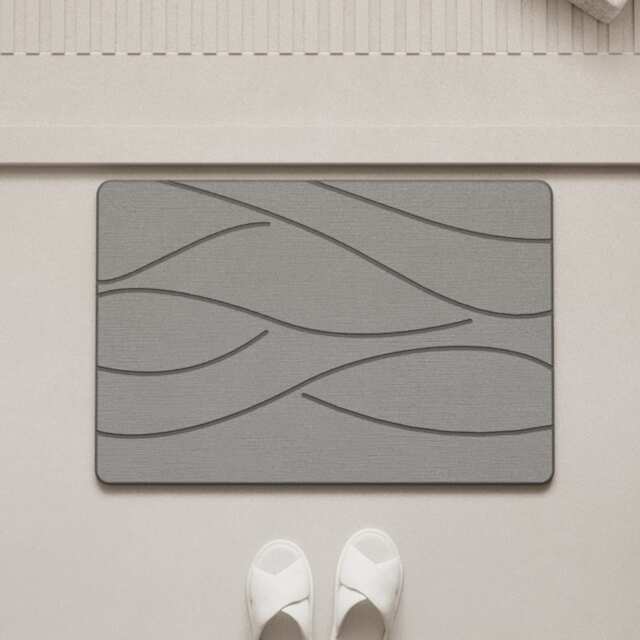 Diatomite Stone Bath Mat Fast Drying Quick Absorbent Non-Slip Bathroom Floor Mat with Anti-Slip Pad