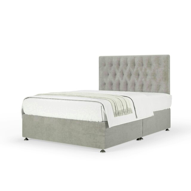Neptune Spring Seal Grey Naples Velvet Divan Set And Lona Headboard Single